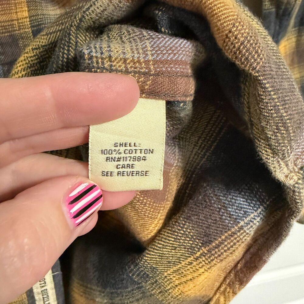 Dakota Grizzly Flannel Shirt Mens M Yellow‎ Brown Plaid Button Up Heavyweight - Picture 9 of 10